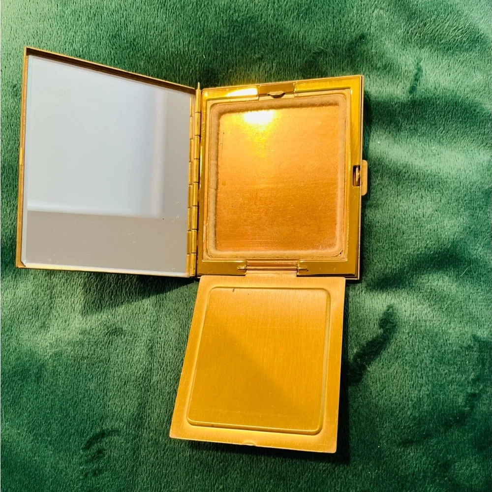 Vintage Saks Fifth Ave Compact Mid Century Aurora Borealis Crystals & Pearls